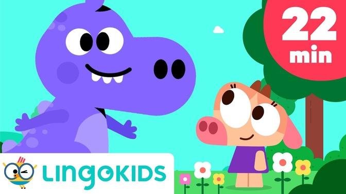 DINOSAURS SONGS 🦖🎶| Cowy's T-Rex + more songs for kids | Lingokids