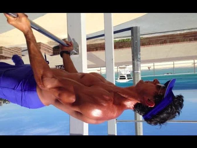FRONT LEVER +20KG by World Record Holder +20kg Weight on hips!