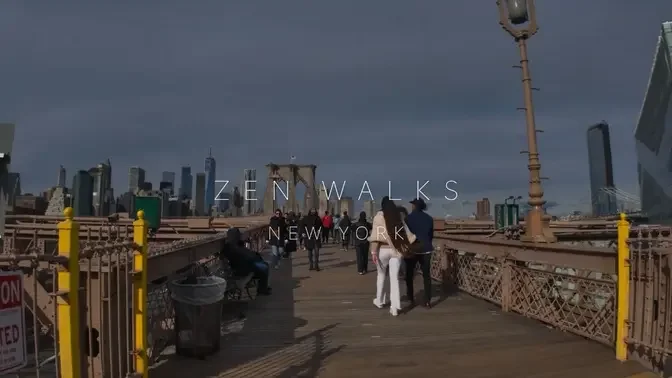 NYC Brooklyn Bridge Walking Tour, New York 4K HDR ASMR
