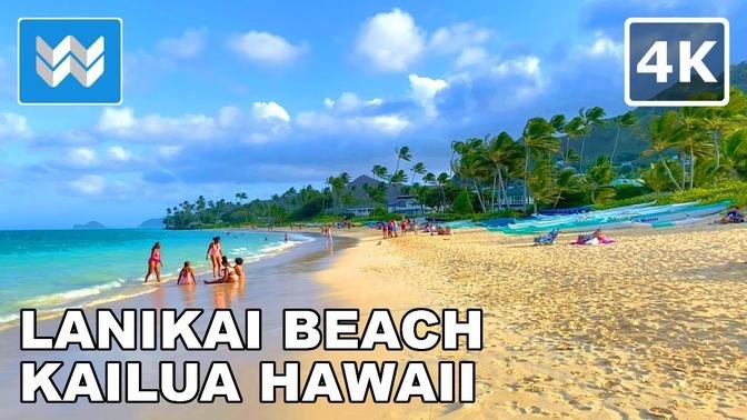 Lanikai Beach in Kailua Hawaii USA - Scenic Walking Tour & Travel Guide 🎧 Relaxing Ocean Waves