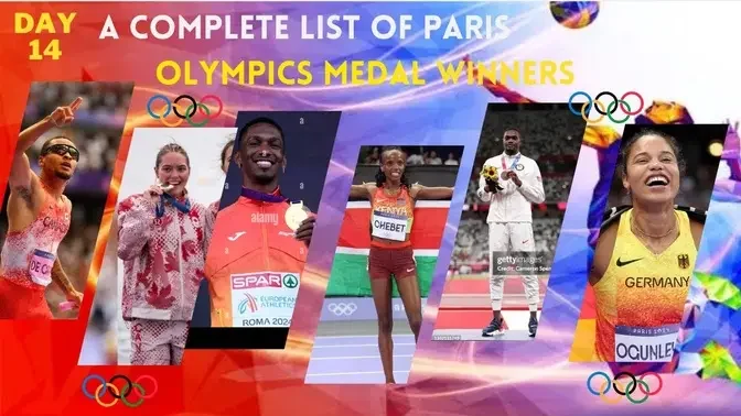 DAY 14 A complete list of Paris Olympics medal winners.