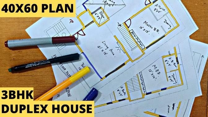 40X60 North & East facing House Vastu Plan (2022)| 3 Bedroom Duplex House | A2Z Construction Details