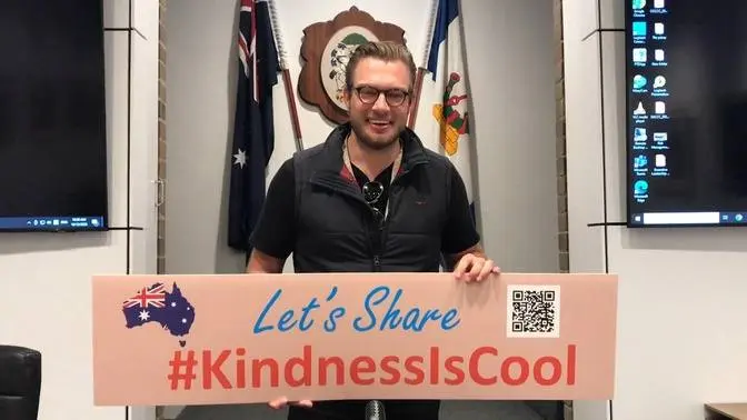 Hunters Hill Mayor Clr Zac Miles wishes #merrychristmas to the locals, highlighting #kindnessiscool