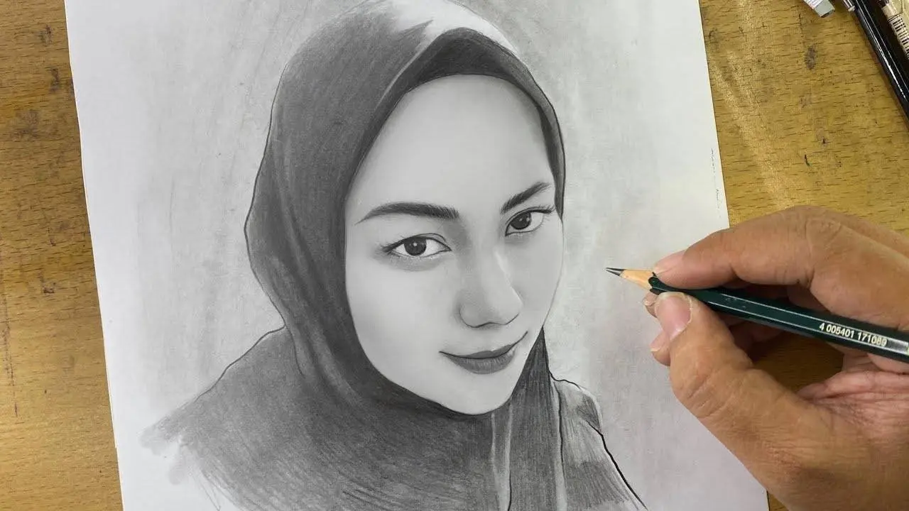Portrait of a girl in Graphite pencil drawing | Time-lapse