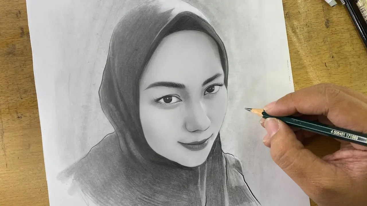 Portrait of a girl in Graphite pencil drawing | Time-lapse