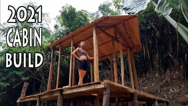 Building An Off Grid Cabin Using Free Pallet Wood In The Wilderness P2