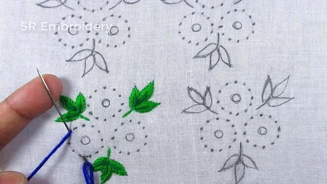 Hand Embroidery All Over Design For Dresses, Dress Embroidery Tutorial For Beginners, Sewing Trick