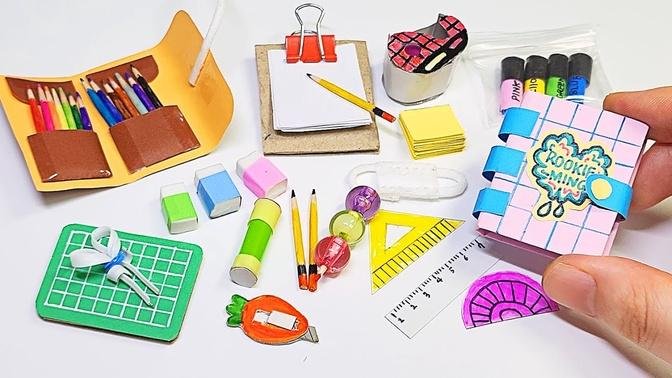 Create 17 school supplies miniatures ✏📙✂📐 DIY School Supplies Miniatures
