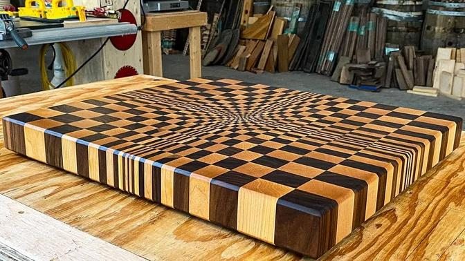 Optical Illusion Cutting Board - How I Made It || Woodworking
