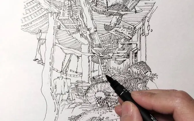 钢笔画总是带着一种独特的美感，分享手绘速写教程，值得大家收藏