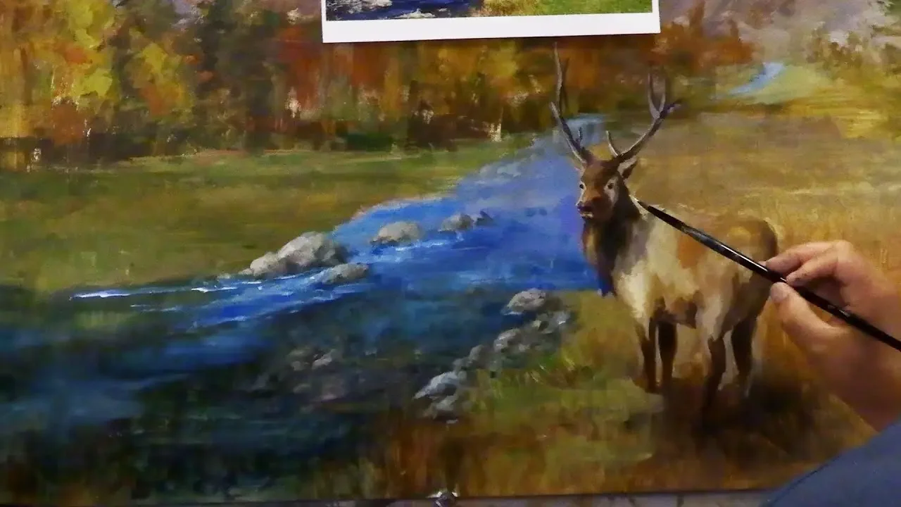 Elk Meadow Part 2  Rocks, Water and Highlights Acrylic Landscape Techniques