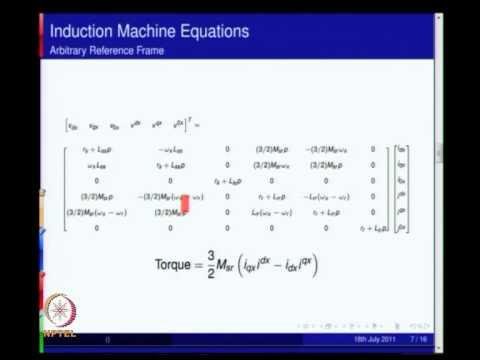 Mod-01 Lec-28 Induction Machine Equations in Arbitrary,Synchronous Reference Frames