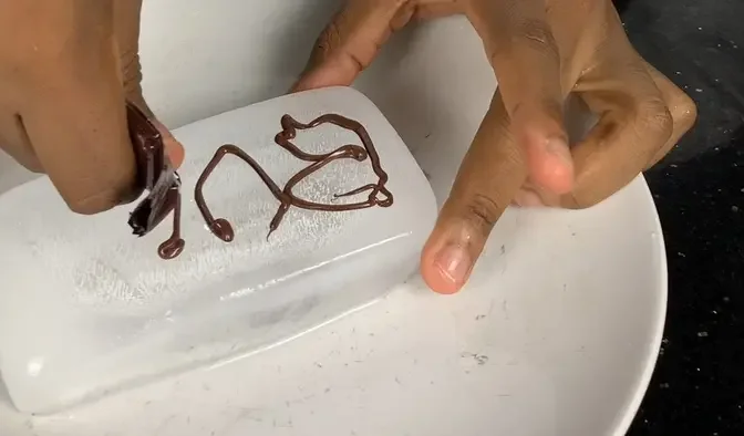 Hardened Chocolate On ice.