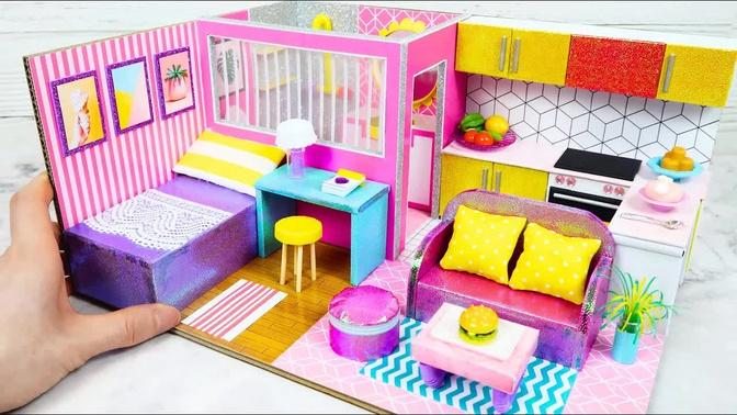 DIY Miniature Cardboard House #19 bathroom, kitchen, bedroom, living room for a family