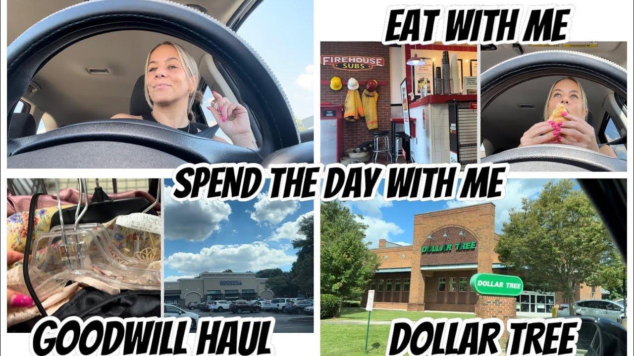 SPEND THE DAY WITH ME | GO TO 4 DOLLAR TREES | EAT LUNCH | GOODWILL HAUL