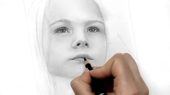 Sketching and Shading a Girl Portrait with Graphite Pencils