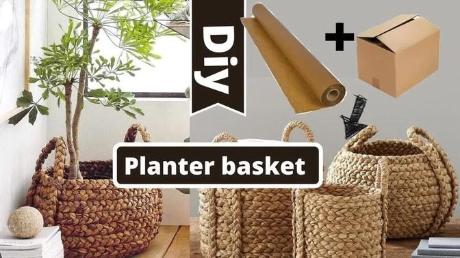 How to Make A Woven Planter Basket with Brown Paper | Wicker Bascket.