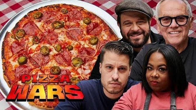 Adam Richman and Wolfgang Puck Judge a Chicago Tavern-Style Pizza Battle | Pizza Wars