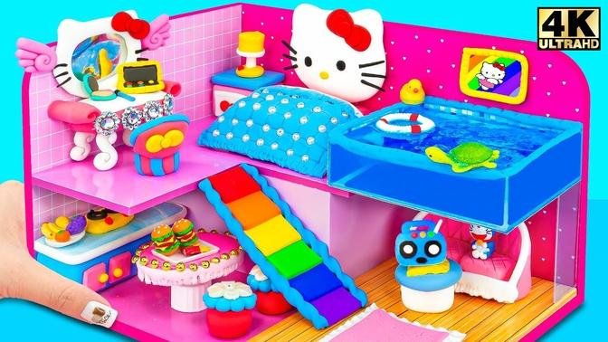 How To Make Cute Hello Kitty Miniature House from Cardboard, Clay (EASY) ❤️ DIY Miniature House