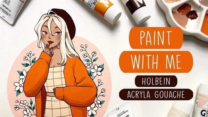 🌼 Relaxing Holbein Acryla Gouache Painting Process 🌼 Paint with me #07