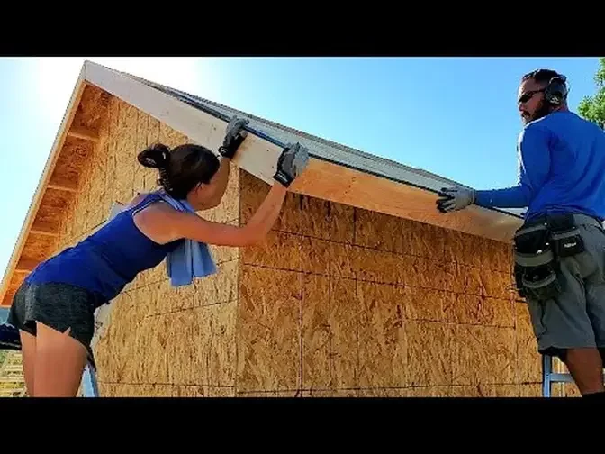 How To Build A Shed (Part 4) | Roof Sheathing and Blocking Rafters