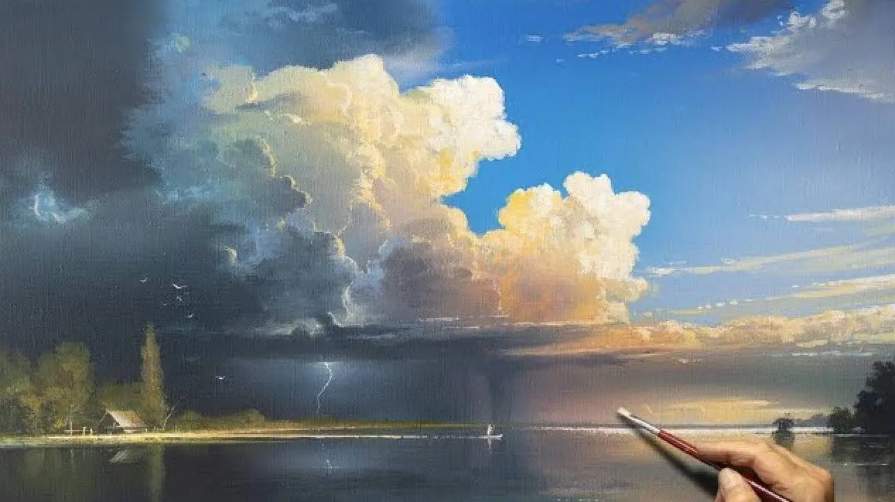 丙烯画《外出雷雨》 艺术家 - Viktor Yushkevich