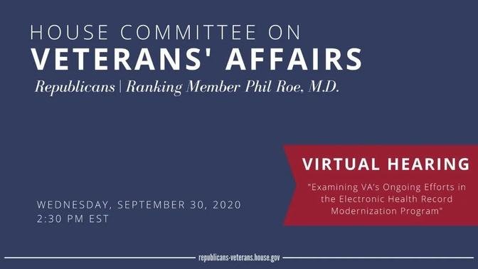 Subcommittee on Technology Modernization Virtual Hearing | Examining VA's EHRM Efforts