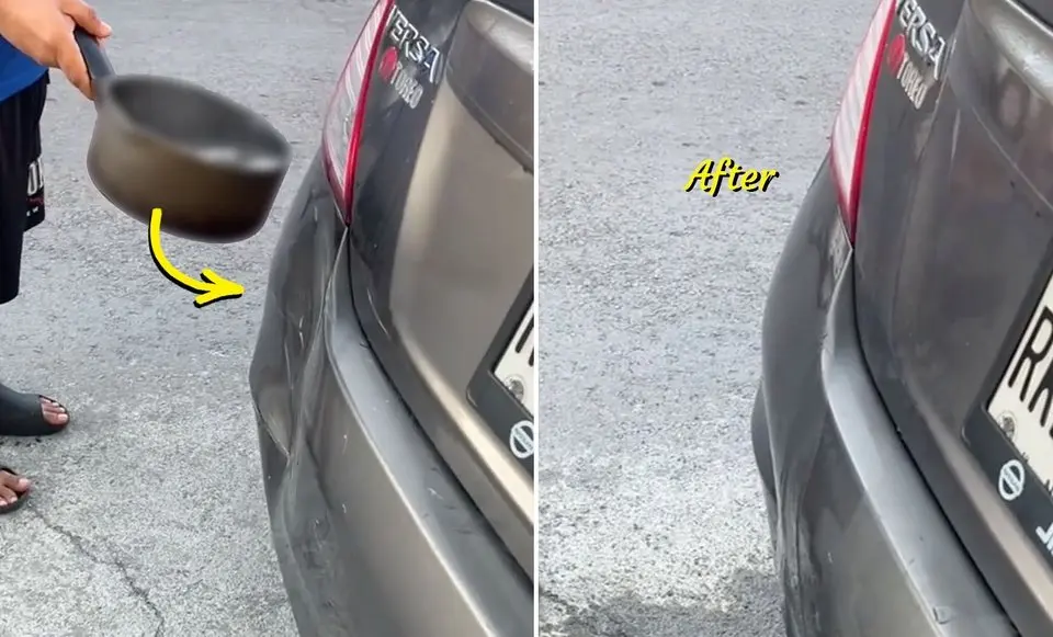 Man Fixes Car Dent with Clever Trick, Here's How He Does It