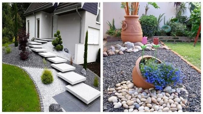 Ideas for decorating the garden and backyard: colored decorative stones in landscape design!