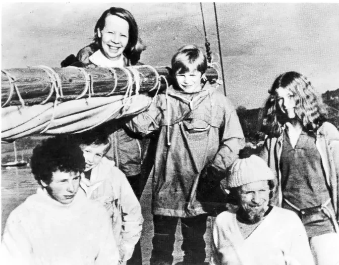 The Robertsons before departure in Falmouth, southwest England, in 1971. (Courtesy of The Robertson Family Archive)