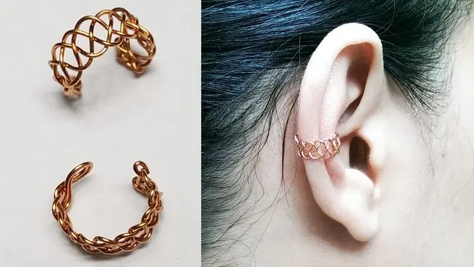 Braided wire ear cuff - unisex jewelry for both men and women 356