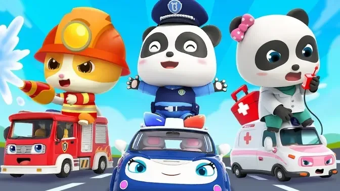 Fire Truck Police Car Ambulance In Surprise Eggs Nursery Rhymes Kids Cartoon  BabyBus