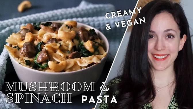 ? Creamy Mushroom Spinach Pasta Recipe | How to Make Dairy Free & Tasty  Sauce +SURPRISE INGREDIENT