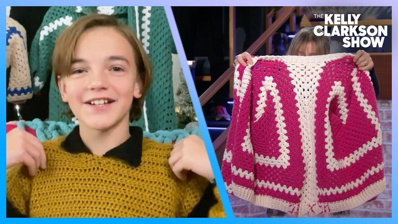 Child Broadway Actor Crochets Kelly Clarkson Custom Hot Pink Cardigan