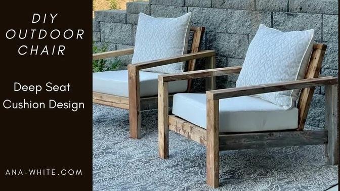 DIY Outdoor Chair with Deep Seat Cushion Design #anawhite #outdoorchair #diyprojects