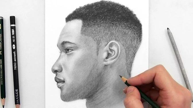 Drawing a Man Side View with Graphite Pencils