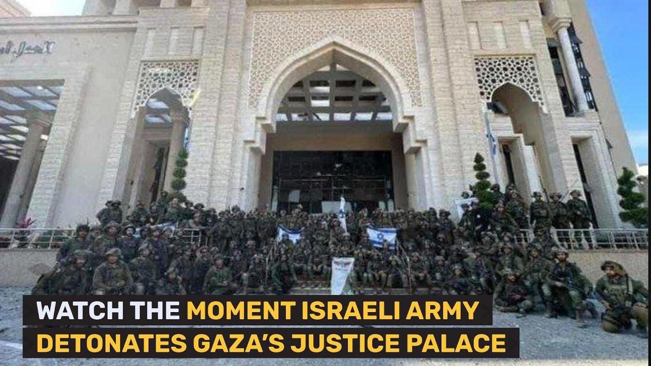 MOMENT Gaza's Palace of Justice detonated by Israeli  army