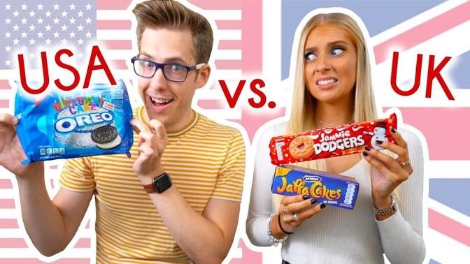 SWAPPING CHILDHOOD FOODS with an AMERICAN! 🍭 UK vs. USA