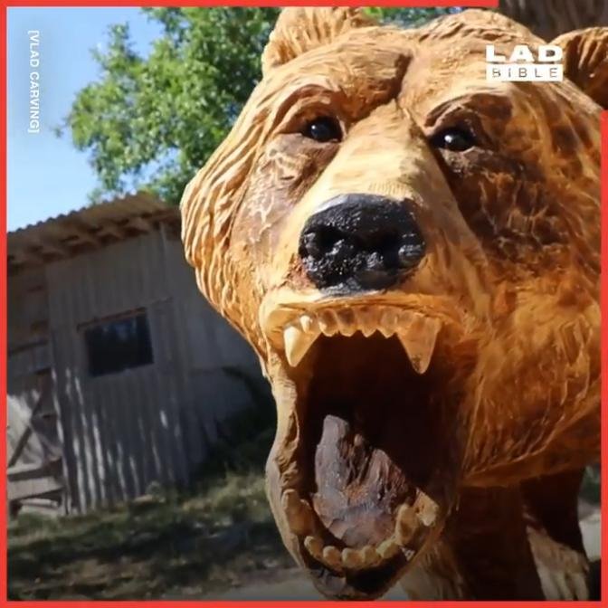 Carving A Bear Out Of Wood 