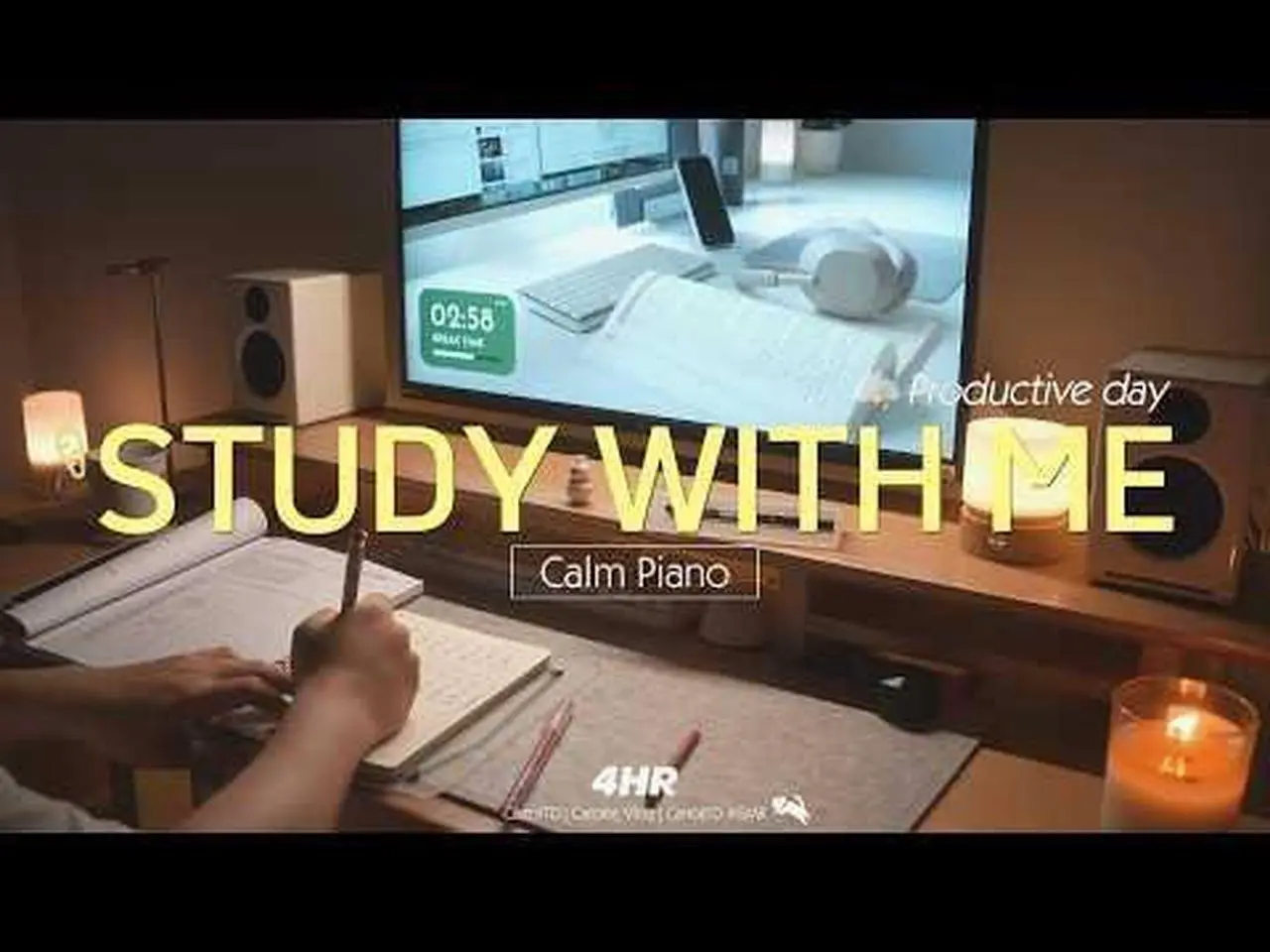 4-HOUR STUDY WITH ME | Calm Piano 🎹, Rain sounds ⛈️ | Pomodoro 50/10 | Productive Day, Dream Desk