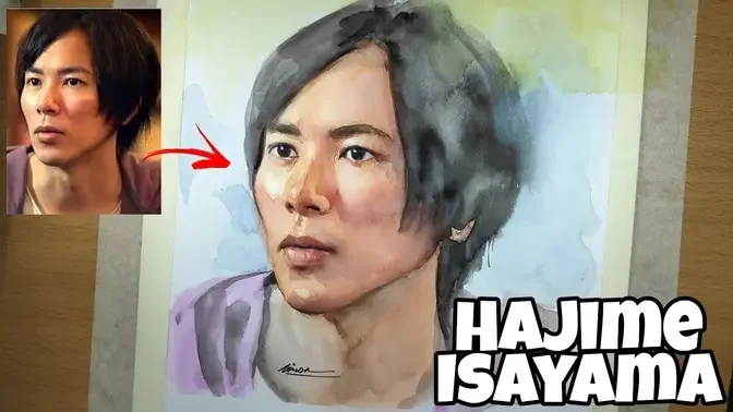 HAJIME ISAYAMA Watercolor Portrait painting