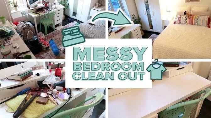 CLEAN WITH ME: Messy Bedroom Clean Out