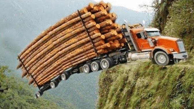 Dangerous Idiots Monster Logging Wood Truck Driving Skills, Fastest Climbing Truck Heavy Equipment