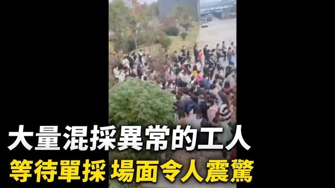 10月27日，鄭州港區富士康廠區內，大量混採異常的工人等待單採，隊伍望不到頭，場面令人震驚。
