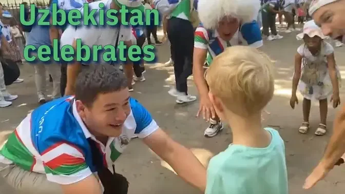 Uzbekistan celebrates near the Eiffel tower