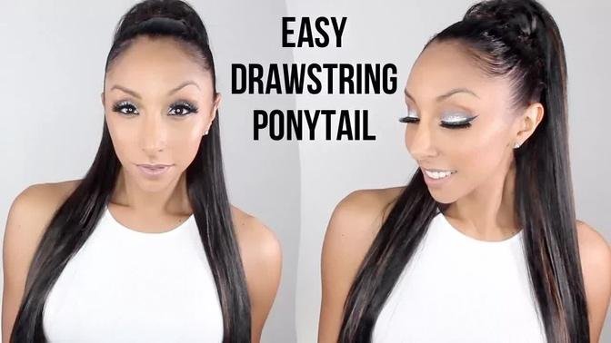 Easy Drawstring Ponytail WITHOUT Straightening Your Hair! | BiancaReneeToday