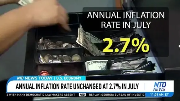 US Annual Inflation Rate Unchanged at 2.7% in July